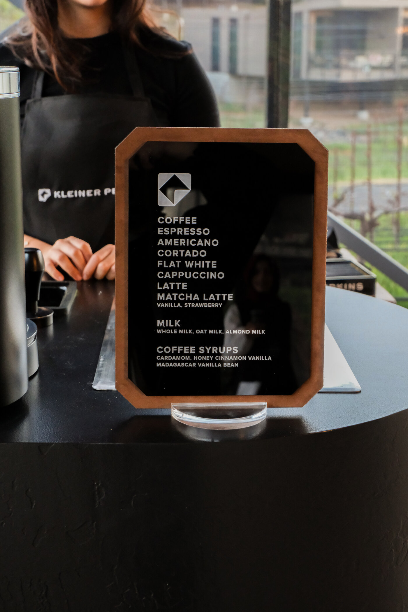 Custom event menu board designed for a Fez Coffee brand activation catering event.
